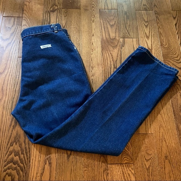 Vintage high-waisted dark wash women’s straight leg mom jeans in size 14 - Picture 1 of 15